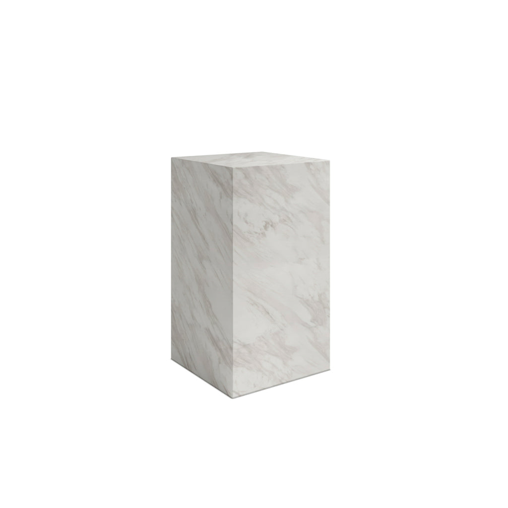 Sur White Marble Small Pedestal lifestyle image