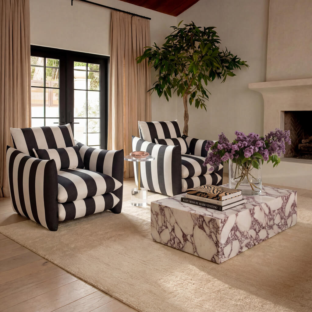 Sycamore Black and White Striped Chair product image 1