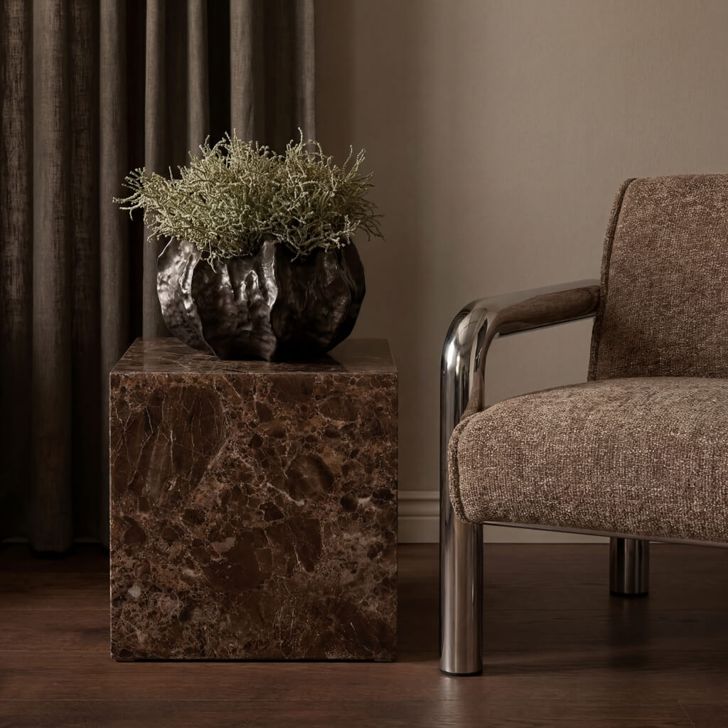 Sur Brown Emperador Side Table product image 1