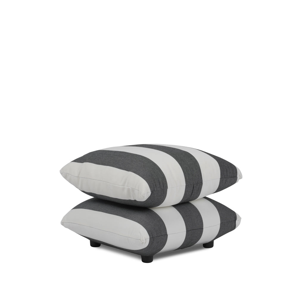 Sycamore Black and White Striped Pouffe lifestyle image