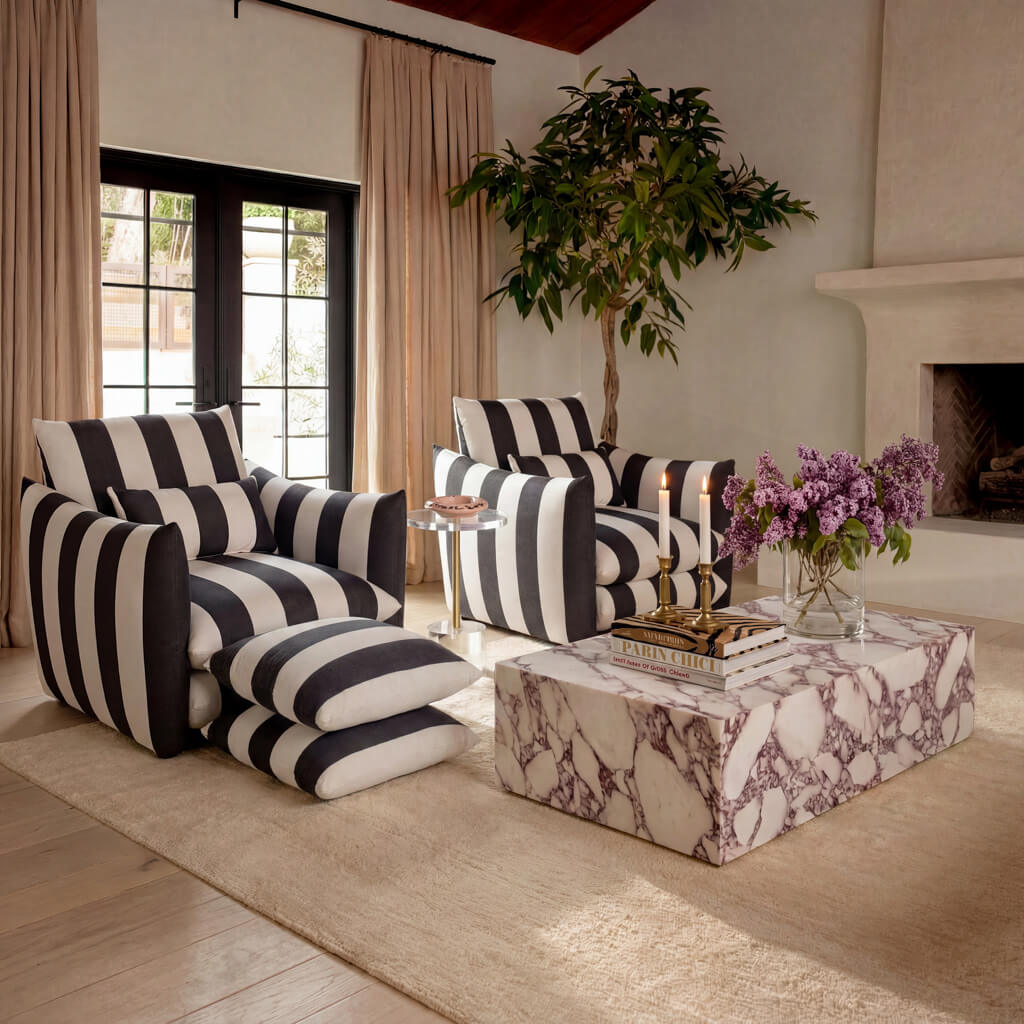 Sycamore Black and White Striped Pouffe product image 1